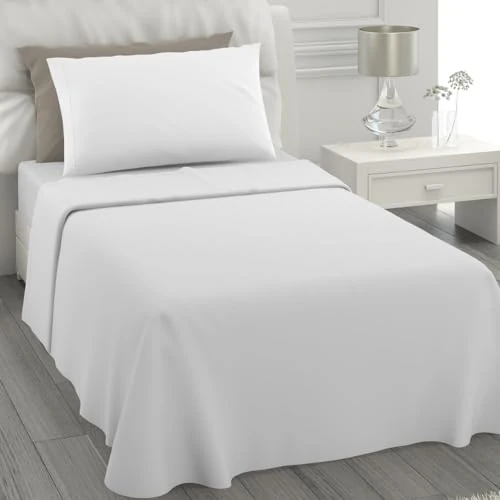 L'ANTICO ARCOLAA Bettwäsche-Set, 100% Baumwolle, einfarbig SINGOLO 1P Bianco