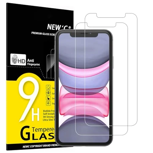 NEW'C 2 Pack Designed for iPhone 11 and iPhone XR Screen Protector (6.1"), Tempered Glass, Case Friendly Bubble Free Ultra Resistant