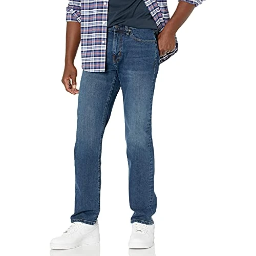 Amazon Essentials Jean Stretch Coupe Droite - couleurs abandonnées Homme, Bleu Délavé Vintage, 29W / 28L
