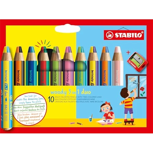 Limited offer: STABILO Multi-Talented Pencil woody 3 in 1 duo - Pack of 10 - Assorted Colors with Sharpener from 33.39 EUR to 33.39 EUR (save 0%)