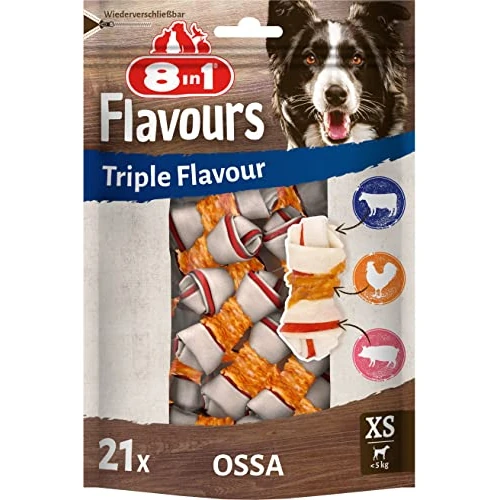 Tijdelijke aanbieding: 8-in-1 Triple Flavour kauwbotten voor honden met lekker kippenfilet, verschillende maten, 2 x XS - (1x21stuks) van 14.01 € naar 14.01 € (0.00% korting)