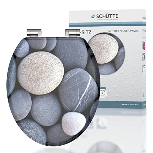 Oferta limitowana: SCHÜTTE GREY STONES, deska sedesowa z drewnianym rdzeniem, pasuje do wielu standardowych muszli klozetowych, maksymalne obciążenie 150 kg, motyw kamieni na okularach i pokrywie 80130 z 182.69 zł na 182.69 zł (oszczędź 0.00%)