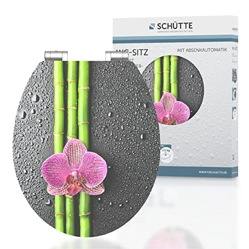 SCHÜTTE Asia 80521 Toilet Seat MDF High Gloss with Soft Close Mechanism Motif