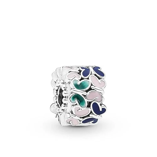 Pandora Charm clip Papillons en argent avec émail vert, bleu et rose