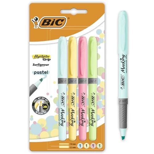 Zeitlich begrenztes Angebot: BIC Pastell Textmarker, Highlighter in 4 verschiedenen Pastellfarben, Strichstärke: 1.6mm - 3.3mm, mit Austrocknungsschutz, bunt von 4.88 € auf 4.52 € (7% Rabatt)