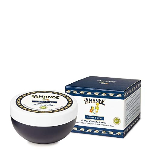 L'AMANDE - Crema Corpo Idratante Pelle Grassa con Acido Ialuronico, Antiossidante Delicata e Nutriente con Azione Emolliente, Crema Corpo Profumata per Pelle Morbida e Tonica, Olio di Mandorle, 200 ml