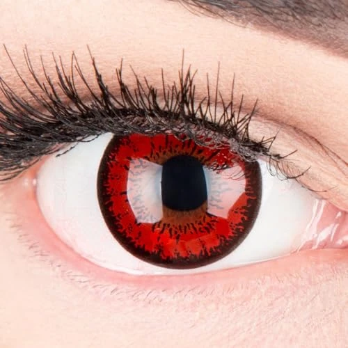 Offerta a tempo: Meralens Lenti a Contatto Colorate Lupo Rossa rosse Flower Lenses - con porta lenti a contatto - lentes ideali per Costume Manga Anime Halloween Vampiro – Durata 1 Anno - 1 Coppia senza correzione - 0.00% da 11.99 € a 11.99 €