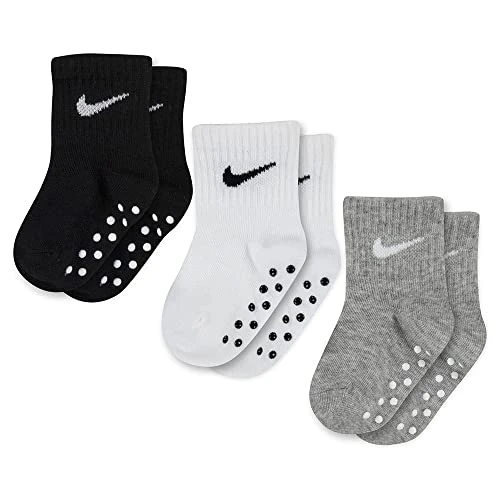 NIKE Core Futura Gripper Chaussettes Unisexe - Enfants 0-24 (Pack de 1), Noir/blanc/gris, 6-12 mesi