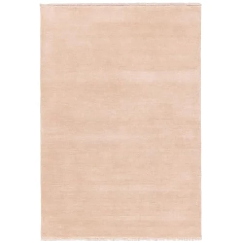 RugVista Handloom Fringes, Alfombra, Shaggy/Handloom, 200 x 140 cm, Rectangular, Pelo Medio, Sala de Estar, Comedor, Dormitorio, Limpieza en seco, Certificado Care & Fair, Claro Rosa