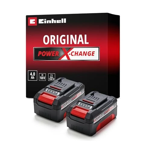 Einhell Paquete doble de baterías de iones de litio Power X-Change de 18 V y 4,0 Ah, 2 baterías de 4,0 Ah, compatibles universalmente con todos Einhell Herramientas eléctricas y máquinas de jardín PXC