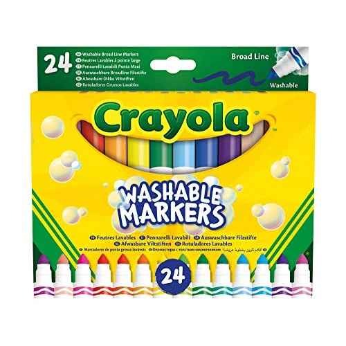 Offerta a tempo: CRAYOLA, Pennarelli Lavabili a Punta Conica Grossa, Confezione da 24 Pezzi in Colori Assortiti, Età Consigliata: da 3 Anni - 0.00% da 12.71 € a 12.71 €