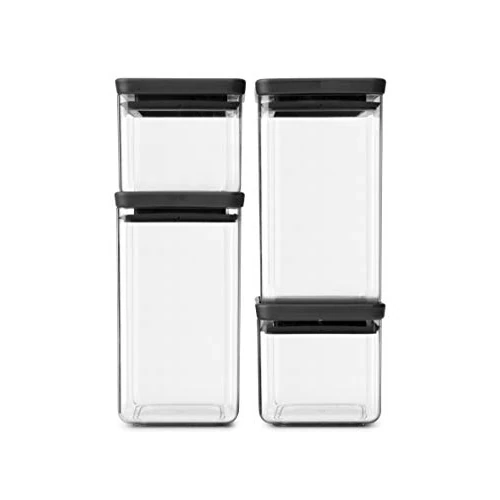 Begrenztes Angebot: Brabantia 4er-Set Vorratsdose Eckig, Tasty+, Dunk Grau von 42.22 EUR auf 24.49 EUR (Rabatt 42%)