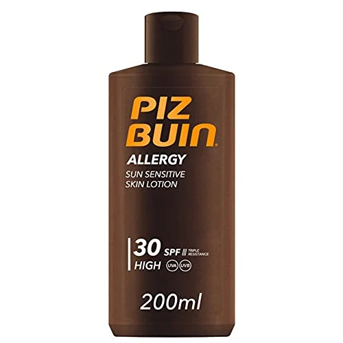 Offerta a tempo: PIZ BUIN Allergy Latte Solare SPF 30, Crema solare 30 per pelli delicate e sensibili al sole, Protezione solare 30 con filtro solare UVA/UVB, Latte solare SPF 30 resistente all'acqua, 200 ml - 35% da 21.40 € a 14.00 €