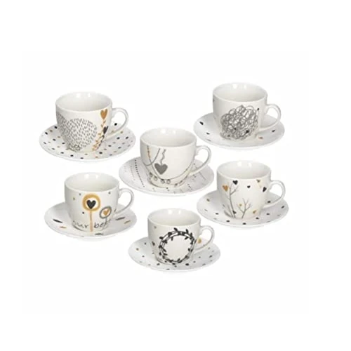 Offerta a tempo: Tognana Confezione 6 Tazze da tè con Piatto, Porcellana — 26% da 53,70 € a 39,60 €
