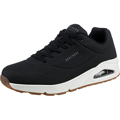 Skechers Uno Stand On Air heren Trainers Laag-top, Dark Black Durabuck Trim, 41 EU