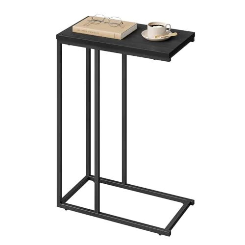 Offerta a tempo: WOLTU Tavolino a Forma di C, Tavolino Compatto con Struttura in Metallo e Piano in Legno Ingegnerizzato, per Divano/Letto/Soggiorno/Camera da Letto, L45xP25xH63,5cm, Nero - 40% da 44.99 € a 26.99 €
