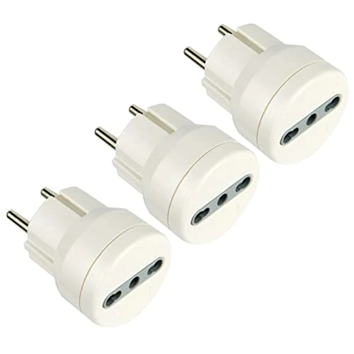 Oferta limitada: Electraline 92359 Adaptador de enchufe 10/16 A, enchufe Schuko adaptado para viajes a Alemania, España, Portugal, Austria, Grecia, Turquía, blanco, paquete de 3 de 7.53 € a 7.53 € (ahorro 0.00%)