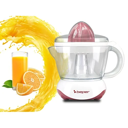 Offerta a tempo: BEPER BP.101H Spremiagrumi elettrico, 25W, 700 ML ,2 Coni diverse dimensioni, Coperchio di protezione, Bianco/Rosso - 35% da 16.90 € a 10.98 €