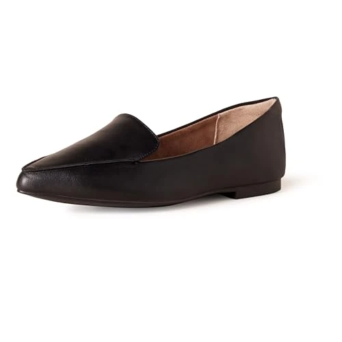 Amazon Essentials Mocasín Plano Mujer, Negro Cuero de Imitación, 36 EU