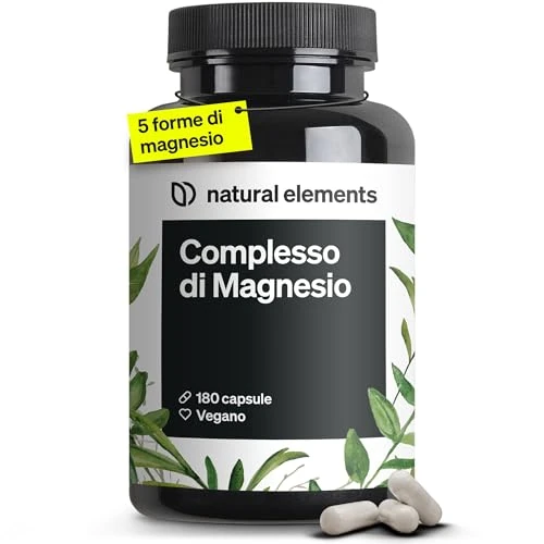 Complexe Magnésium – premium Constitué de cinq composés de haute qualité – 200mg de magnésium élémentaire par dose journalière – contrôlé en laboratoire, végane, hautement dosé