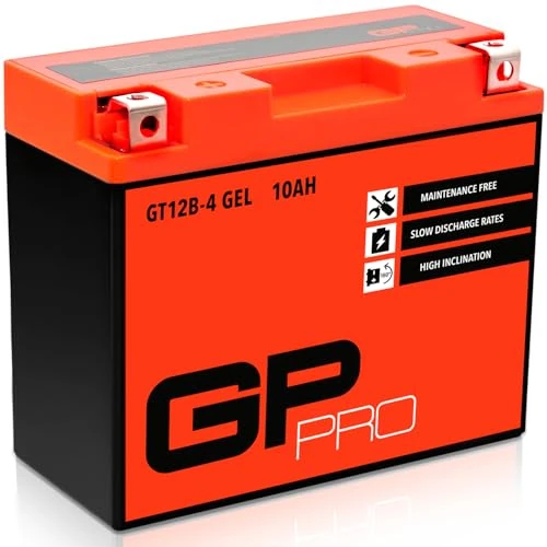 GP-PRO GT12B-4 12V 10Ah GEL Accu (vergelijkbaar met YT12B-4 / YT12B-BS) (Onderhoudsvrij en verzegeld) Accumulator Motorfiets Accu