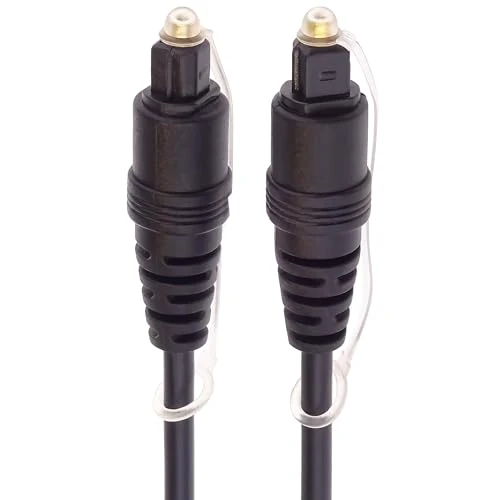 PremiumCord Optisches Audiokabel Toslink 10m, Toslink Stecker auf Stecker, Digitalkabel für Stereoanlage HiFi Sounbar TV, HQ Audio, vergoldet, Farbe schwarz