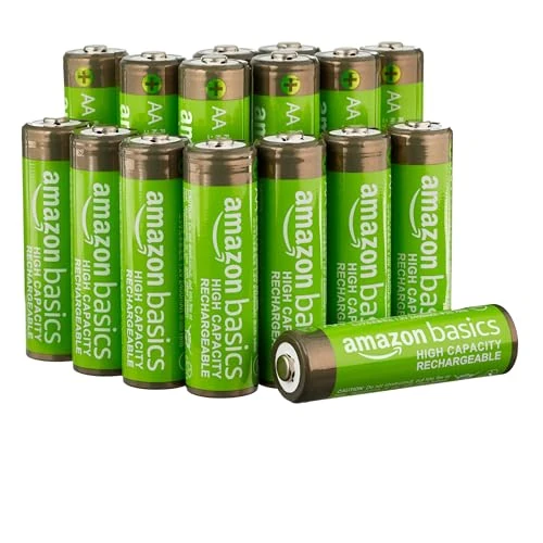 Limited-time offer: Amazon Basics 16-Pack Rechargeable AA NiMH High-Capacity Batteries, 2400 mAh, 1.2V, Recharge up to 400x Times, Pre-Charged from 21.00 £ to 18.49 £ (save 12%)