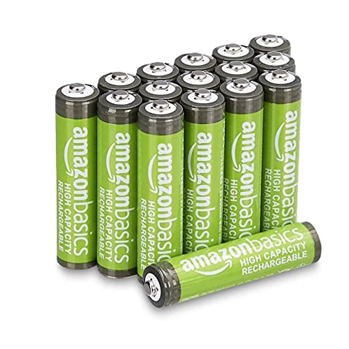 Offerta a tempo: Amazon Basics confezione da 16 batterie ricaricabili AAA NiMH ad alta capacità, 850 mAh, 1,2 V, ricaricabili fino a 500 volte, precaricate - 37% da 17.98 € a 11.35 €