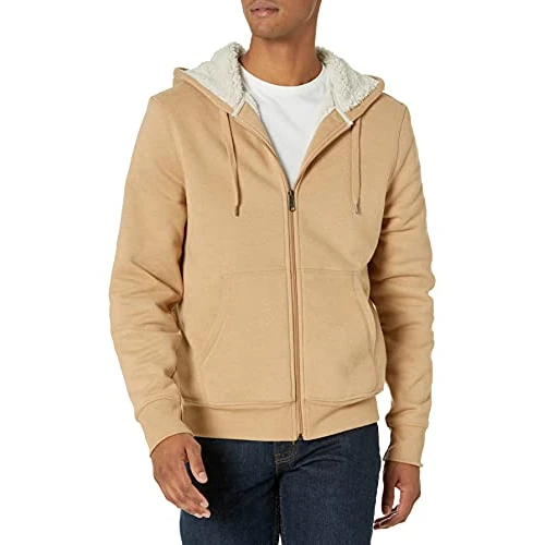 Offerta a tempo: Amazon Essentials Felpa con Cappuccio e Cerniera Integrale in Pile Foderata in Sherpa Uomo, Cammello Puntinato, XS - 0.00% da 20.19 € a 20.19 €