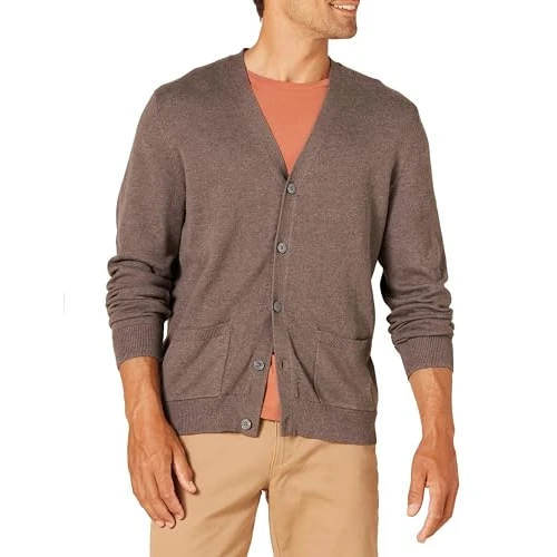 Offerta a tempo: Amazon Essentials Cardigan da uomo in cotone, marrone erica, XXL - 45% da 29.20 € a 16.01 €