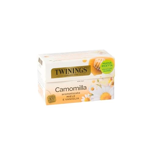 Offerta a tempo: Twinings, Camomilla Aromatizzata Miele e Vaniglia, 6 x 20 Filtri (120 Tot) | Gusto Dolce e Avvolgente, Senza Caffeina - 0.00% da 23.43 € a 23.43 €