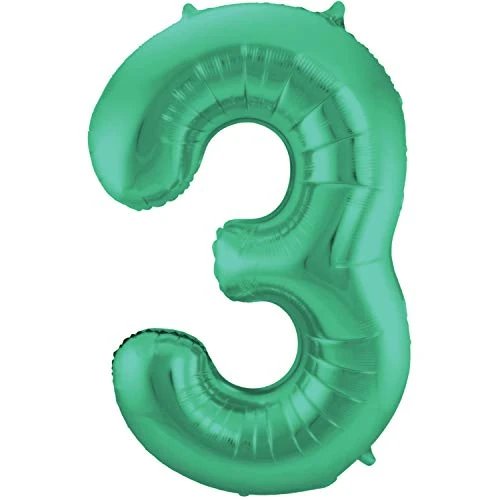 Offre limitee: Folat 65913 Ballon Aluminium Numéro Chiffre 3 mate métallique vert 86 cm - héliumballon pour Date d'anniversaire, Anniversaire, Décoration de 9.99 EUR a 9.99 EUR (economie 0%)