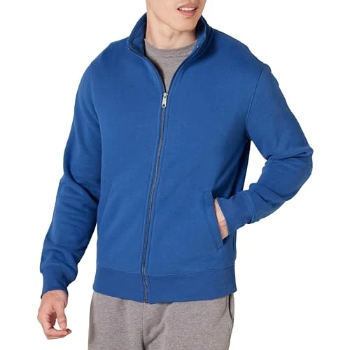 Amazon Essentials Fleece Mock Neck Sweatshirt met volledige rits voor heren,Blauw,3XL-4XL
