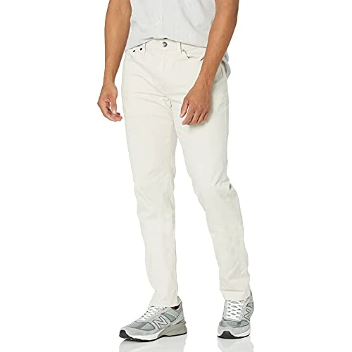 Amazon Essentials Men's Slim-Fit 5-Pocket Stretch Twill Trousers, Stone, 28W / 28L