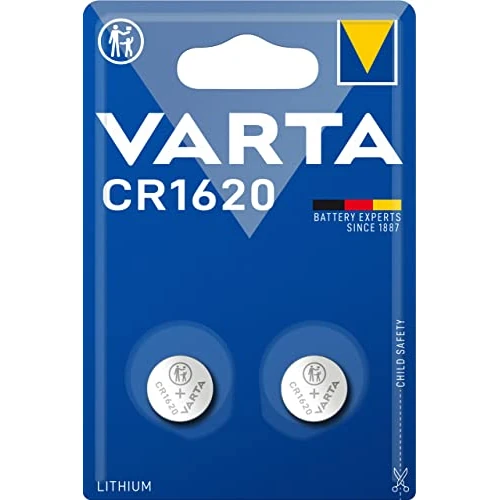 Offerta a tempo: VARTA CR 1620, 6620101402, Batteria Litio a Bottone, Piatta, Specialistica, 3 Volts, Diametro 16mm, Altezza 2mm, confezione 2 pile - 60% da 5.83 € a 2.33 €