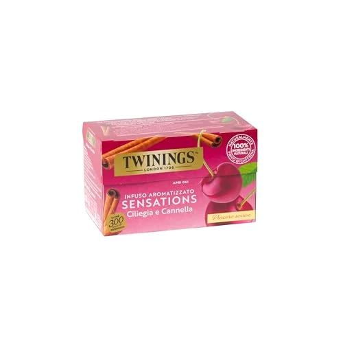 Offerta a tempo: Twinings, Infuso Aromatizzato Sensations Ciliegia e Cannella, Gusto Vellutato e Avvolgente, Senza Caffeina, Infusi e Tisane, 6 confezioni da 20 filtri (120 Filtri Totali) - 0% da 20.94 € a 20.94 €