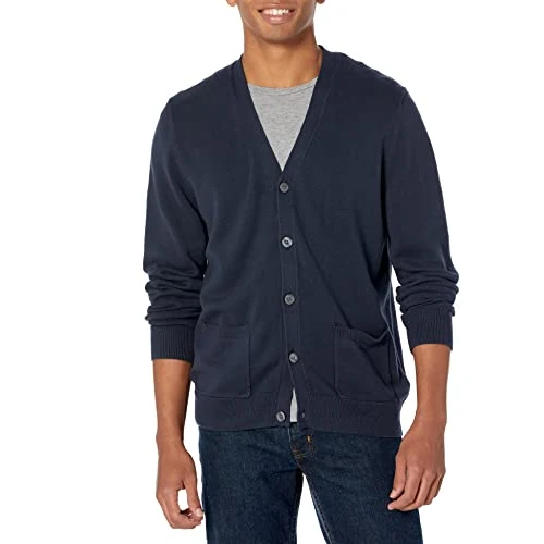 Offerta a tempo: Amazon Essentials Cardigan in Maglia da Uomo in 100% Cotone, Blu Marino, XS - 0.00% da 18.76 € a 18.76 €
