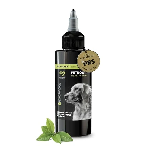 Peticare Ohrenreiniger für Hunde | löst Schmutz & Verkrustungen | beseitigt unangenehme Gerüche | schonende & sanfte Ohren-Pflege | einzigartiges PRS® System für Lange Wirkung - petDog Health 2110