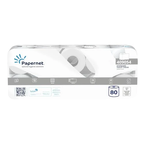 Offre limitée : Papernet - Papier toilette 409054, 10 rouleaux par paquet, fabriqué en cellulose pure, longueur rouleau 20,9 m, 190 déchirures, diamètre du rouleau 11 cm, âme 4,5 cm, lot de 8 x 10 rouleaux de 37.53 € à 37.53 € (0.00% de remise)
