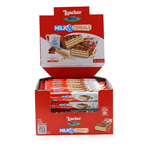 Loacker - Choco And Milk Cereals - Milk Chocolate Bars with Wafer, Milk Cream and Cereal Crispies - Merenda and Snack - 1 Pack of 30 Bars