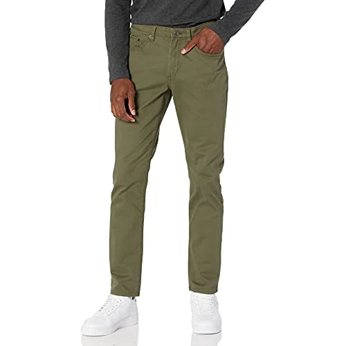 Amazon Essentials Herren 5-Pocket-Stretch-Twillhose, Schlanke Passform, Olivgrün, 34W / 31L