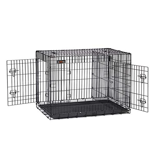 Feandrea Jaula para Perros Plegable con 2 Puertas, Separador, Bandeja Extraíble, 92,5 x 57,5 x 64 cm, L, Negro PPD36BK