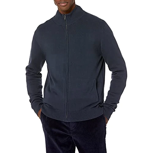 Offerta a tempo: Amazon Essentials Maglione in Cotone con Cerniera Integrale Uomo, Blu Marino, XS - 0.00% da 31.00 € a 31.00 €