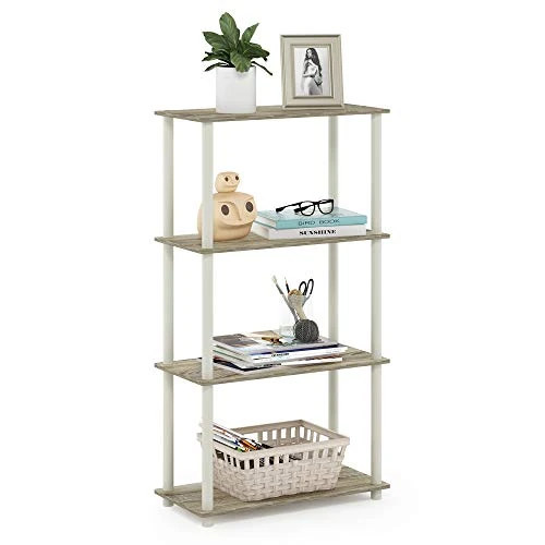 Offerta a tempo: Furinno Turn-N-Tube 4-Tier Scaffali Senza Attrezzi, Legno, Rovere Sonoma (Sonoma Oak/White), 29.46 x 29.46 x 109.85 cm - 0.00% da 45.12 € a 45.12 €