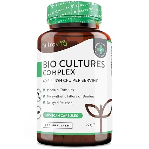 Limited offer: Nutravita Super Strength 40 Billion CFU Bio Cultures Complex with 15 Live Strains – Advanced Multi Strain Formula – Vegan Capsules – Digestive Enzyme Supplement for Men & Women from 21.95 EUR to 16.99 EUR (save 23%)