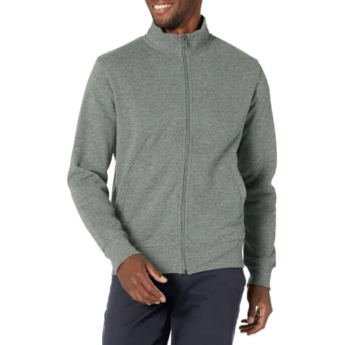 Zeitlich begrenztes Angebot: Amazon Essentials Herren Regular-Fit-Fleece-Sweatshirt mit Stehkragen und Reißverschluss, mittelschwer, Mittelgrau Meliert, L von 15.17 € auf 15.17 € (0.00% Rabatt)