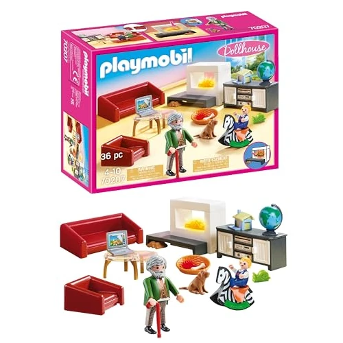 Limited-time offer: Playmobil 70207 Dollhouse Living Room with Fireplace, With Lighting Effect, for Children Ages 4+ from 19.99 £ to 16.99 £ (save 15%)