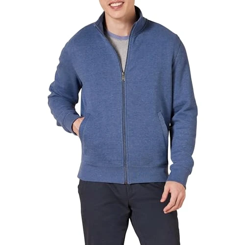 Limited-time offer: Amazon Essentials Men's Full-Zip Fleece Mock Neck Sweatshirt, Blue Heather, S from 15.00 GBP to 15.00 GBP (save 0%)