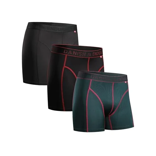 Zeitlich begrenztes Angebot: DANISH ENDURANCE 3er Pack Sport Boxershorts Herren, Mehrfarbig (1 X Schwarz, 1 X Grün/Lila, 1 X Schwarz/Rot), XXL von 38.95 € auf 38.95 € (0.00% Rabatt)