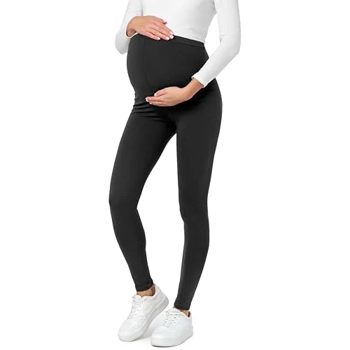 Limitiertes Angebot: Be Mammy Lange Umstandsleggings aus Baumwolle Leggings für Schwangere Umstands Leggings Schwangerschafts Unterhosen mit Hoher Bund Weich und Elastisch BE20-230 (Graphite, XL) von 19.99 EUR auf 14.56 EUR (Spare 27%)